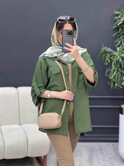 شومیز آستین پاگن سر جیب چاک