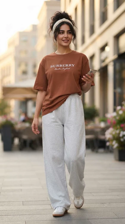 تیشرت زنانه سولیانو طرح BURBERRY کد 200077