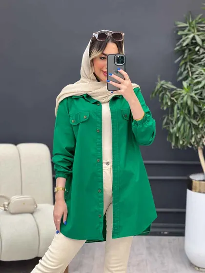 مانتو جیب نما بغل زیپ طنین
