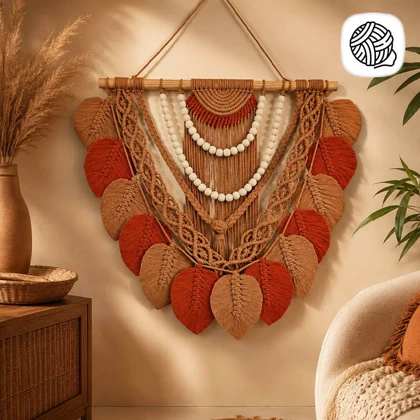 دیوار کوب مکرومه بافی مدل چشمه (طول 70cm)