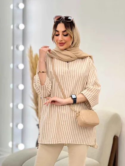 مانتو راه راه لمه دار