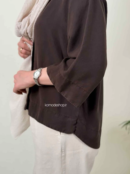 شومیز سیلک باکسی کراپ زنانه