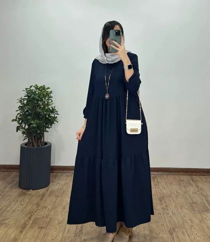 پیراهن مانتویی بلند آهو