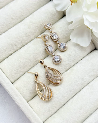 گوشواره جواهری کریستال ژوپینگ کد MEN143 ارسال رایگان