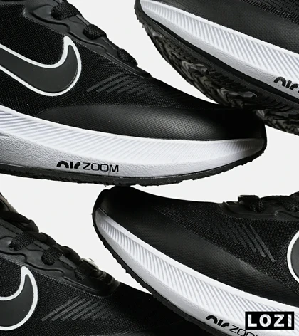 کفش کتانی مردانه و زنانه مشکی سفید نایک NIKE air zoom مدل 7185