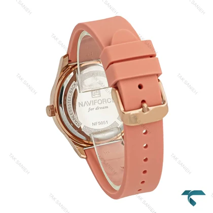 ساعت صورتی زنانه طرح گل نیوی فورس NF5051 آنالوگ NaviForce-7715-L
