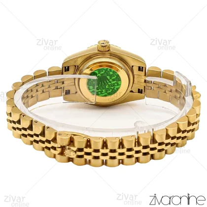 ساعت رولکس دیت جاست زنانه طلایی مشکی ایندکس خطی اسمال 106745