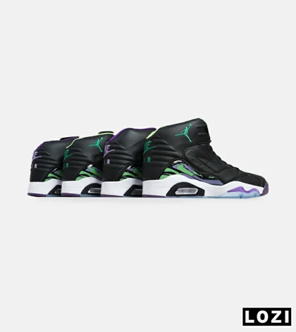 کفش کتانی ساق‌دار مردانه مشکی سبز بنفش Nike air jordan 6
