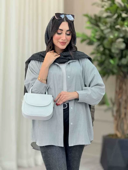 مانتو راه راه تک جیب اسرا