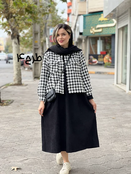 ست پیراهن مانتویی و کت شانل ملودی