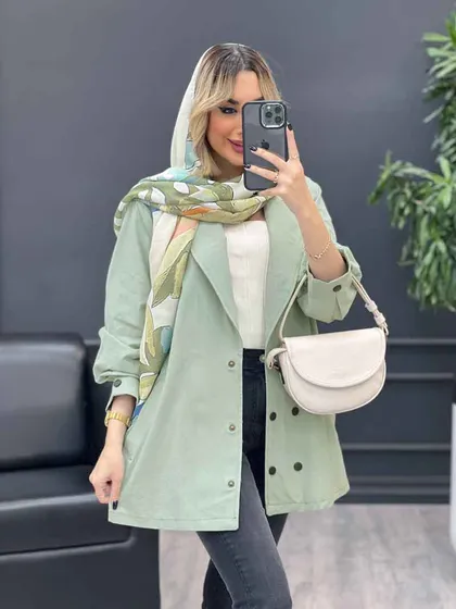مانتو لینن سر آستین دکمه