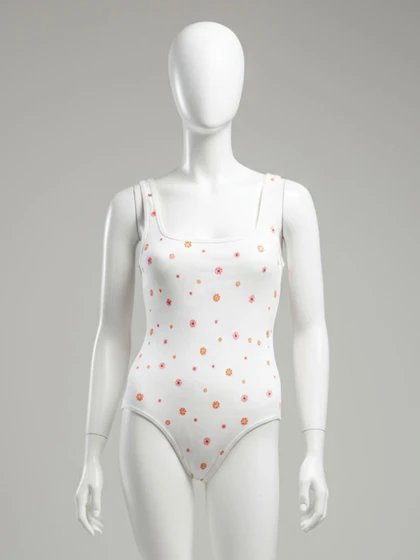 بادی سیملس یقه خشتی بند پهن گل‌دار