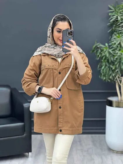 مانتو کتان چهار جیب پرچ پارلا