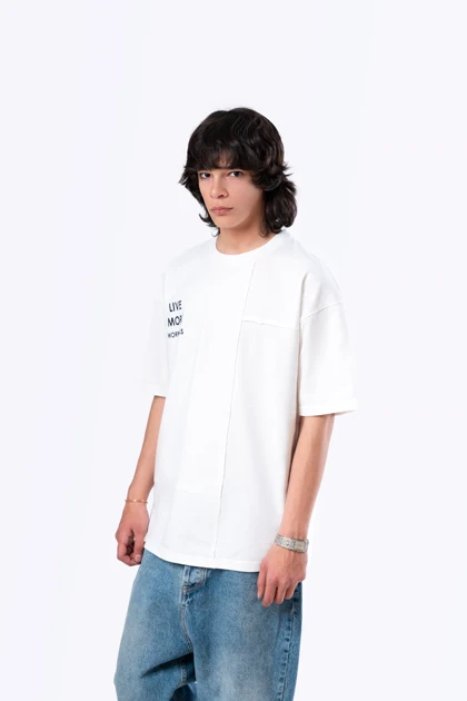 زیگ تیشرت آستین کوتاه white live more tshirt-9843