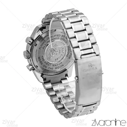 ساعت امگا اسپیدمستر مردانه سه موتوره سیلور صفحه سفید مشکی 107149