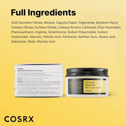 کرم آبرسان و ترمیم کننده حلزون کوزارکس COSRX مدل Advanced Snail 92 حجم 100g