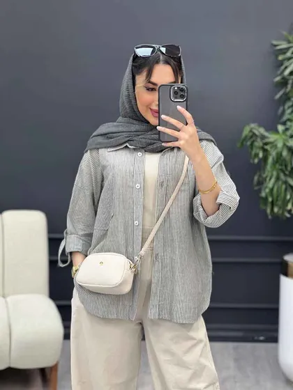 شومیز راه راه دو جیب نیلا