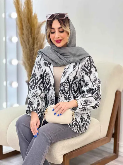 مانتو طرح دار مغزی دوزی