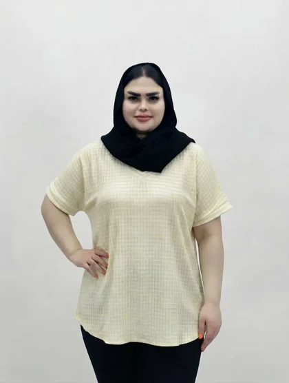 تیشرت سایز بزرگ زنانه پلیسه تریکو