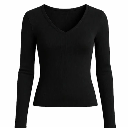 بلوز آستین بلند زنانه پپا مدل Vneck رنگ کشکی