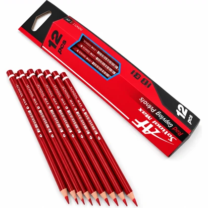 مداد قرمز اسکول مکس SCHOOL MAX مدل AF-1020 بسته 12 عددی