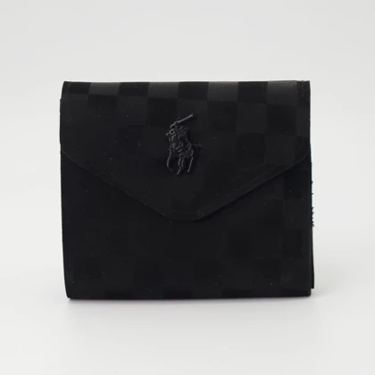 کیف پول و جاکارتی دور دوخت چرم مصنوعی (فوم) دکمه‌دار طرح پلو Polo کد 18188س