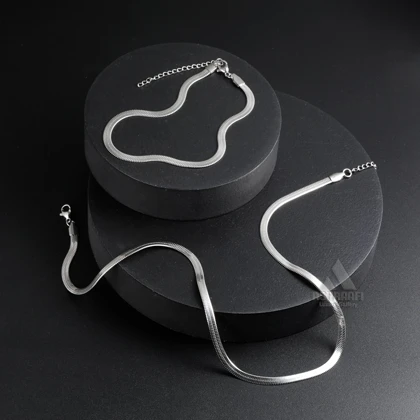 ست گردنبند و دستبند هرینگبون Herringbone Necklace & Bracelet S-01