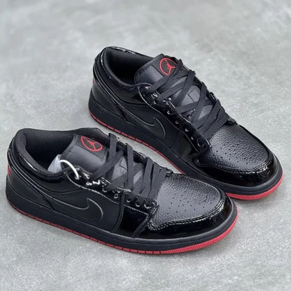 کفش نایک ایر جردن وان لو مشکی ورنی بلکند Nike Air Jordan 1 Low Black Patent