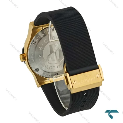 ساعت هابلوت مردانه صفحه مهندسی طلایی مشکی Hublot-7363-G