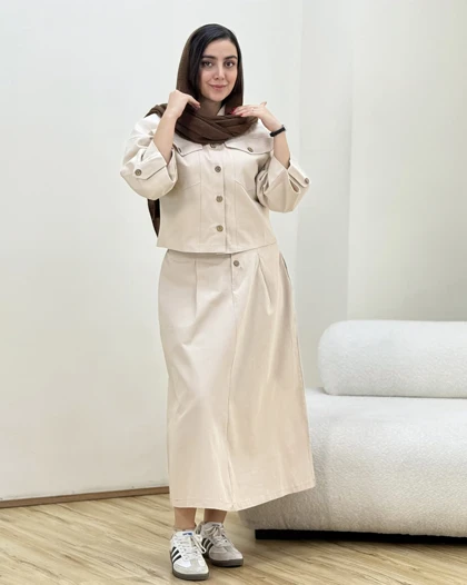 ست کراپ و دامن کتان