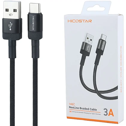 کابل تایپ سی هایکو استار HICOSTAR مدل 146C جریان 3 آمپر یک متر