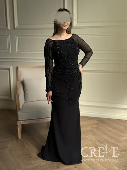 ماکسی سنگ دوزی آستین دار