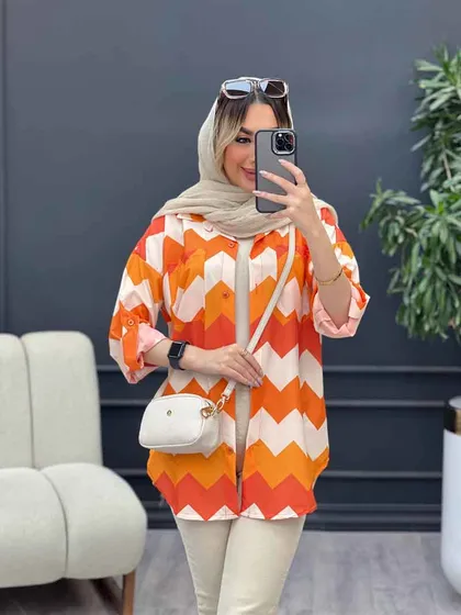 شومیز دو جیب طرح دار
