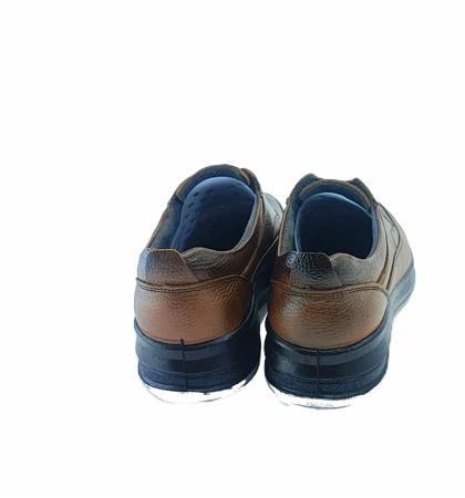 کفش مردانه چرم طبیعی کفی ضد خار پاشنه مدل عباسی بند دار قهوه‌ای کد 688