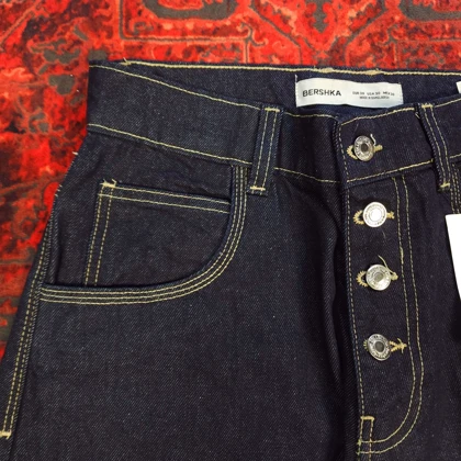 شلوار جین بالونی سرمه‌ای خام شور bershka بدون جنسیت کد 421