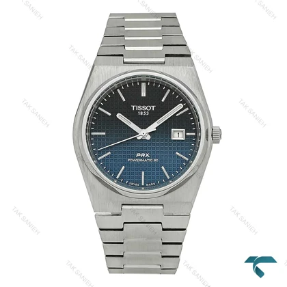 ساعت PRX تیسوت پاورماتیک مردانه نقره ای صفحه سرمه ای دورنگ Tissot-8049-G