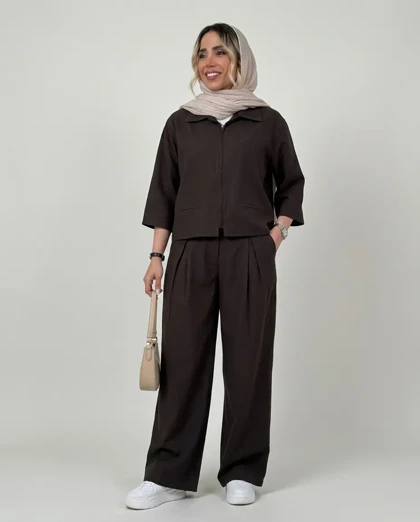 ست کت و شلوار سیلک زنانه مدل شفق
