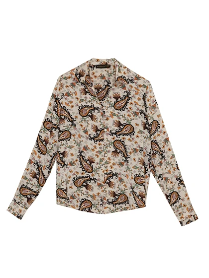 شومیز زنانه ساتن طرح دار یقه هفت آستین بلند 30109