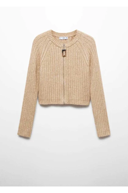 ژاکت کش باف پشمی زنانه اورجینال منگو mango