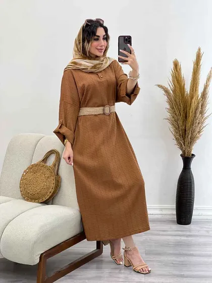 پیراهن بلند دو دکمه آستین پاگن