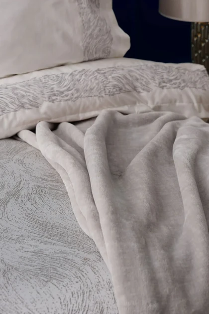 سرویس روتختی دو نفره Karaca Home مدل Lyra Silver پنبه پلی‌استر - نقره‌ای