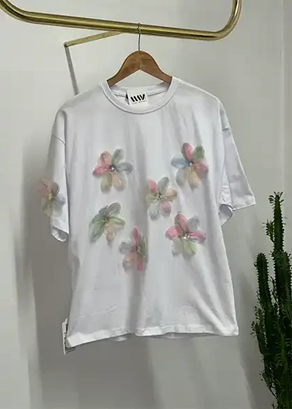تیشرت گل برجسته کد 6002