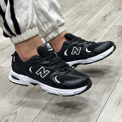 کتانی نیوبالانس 530 مشکی سفید مردانه زنانه رویه بافت- 530 new balance