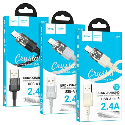 کابل لایتنینگ هوکو HOCO مدل U129 Spirit شدت جریان 2.4 آمپر 1.2 متری