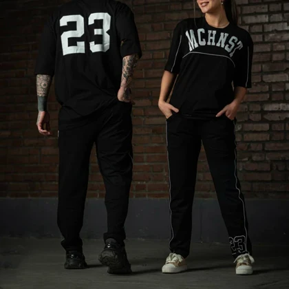 ست تیشرت و شلوار ورزشی اسپرت مچینست مدل M3-2B1846 مشکی