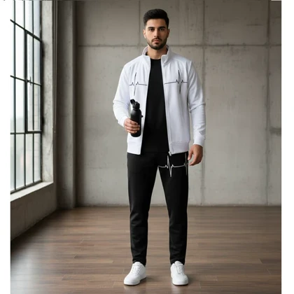 ست سویشرت شلوار مردانه سفید مدل EKO