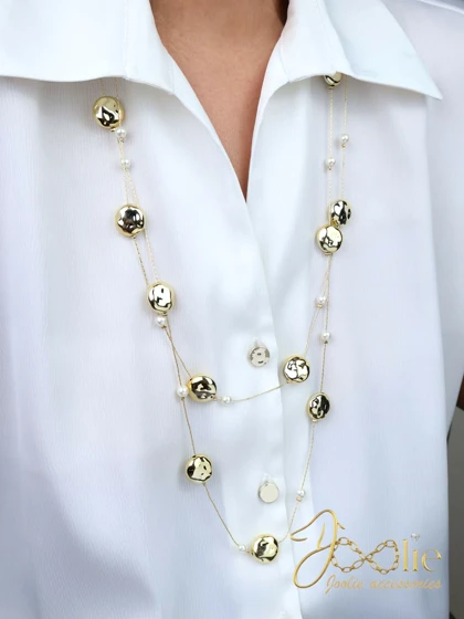 گردنبند رومانتویی دولاین مدل دفرم مروارید کد N3152