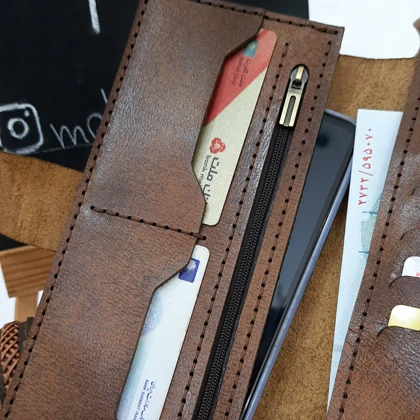 کیف پول دستی چرم طبیعی