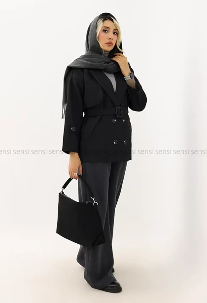 بارانی آستر دار میله ای کد1005041