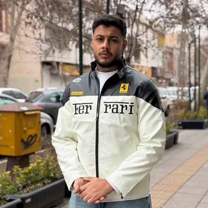 جکت چرم موتور سواری فراری مشکی 188